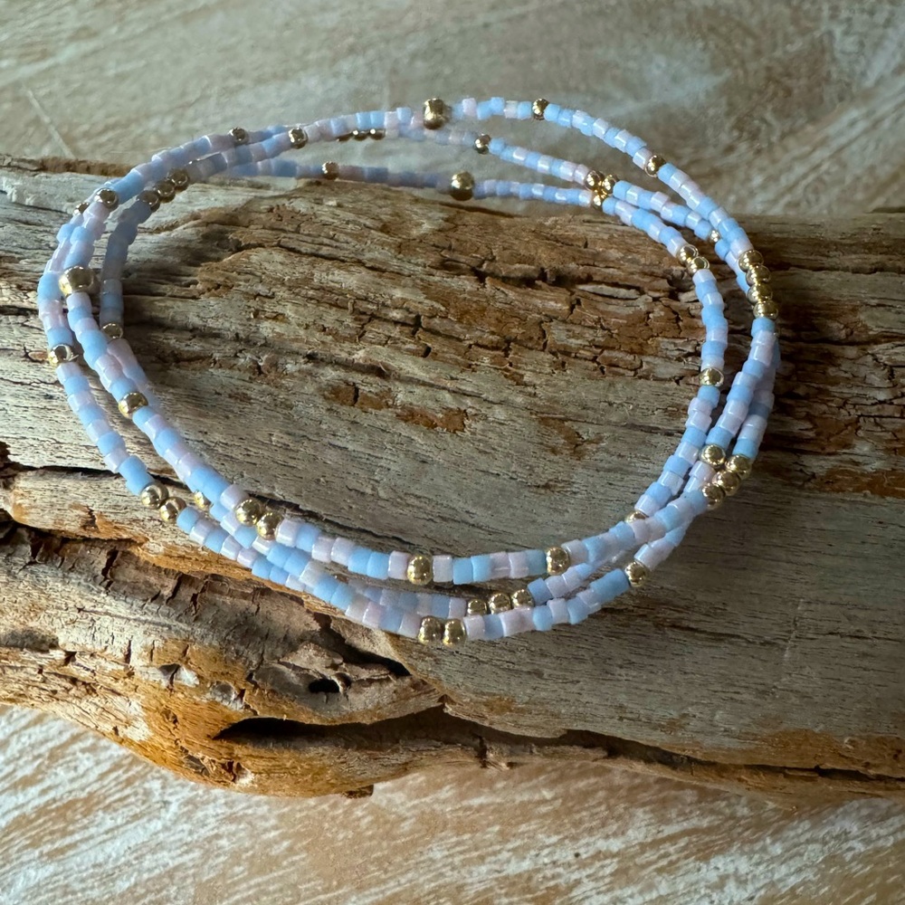 Sky bracelets -handmade miyuki delicas bracelets with 2 mm 14k gold filled beads